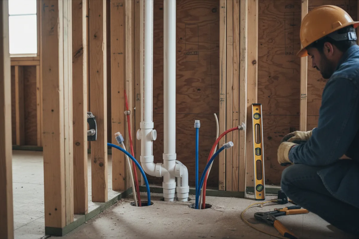 Drain and supply rough-in during Leak Detection in Middlefield